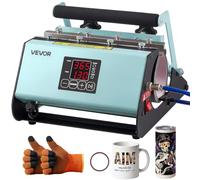 VEVOR Termopressa per Bicchieri Capacità Max 887 ml, Pressa Trasferimento Termico Manuale con Nastro Adesivo e Guanti, Impostazione Temperatura e Tempo, Colore Nero e Verde, Personalizzazione Tazze