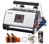 VEVOR Termopressa per Tazze Capacità Max 887 ml, Pressa Trasferimento Termico con Nastro Adesivo e Guanti, Impostazione Temperatura e Tempo, Colore Bianco e Nero, per Sublimazione su Bicchieri e Tazze