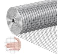 VEVOR Tessuto Hardware, 24 pollici x 25 piedi calibro 19, rotolo di rete metallica zincata a caldo, recinzione metallica per polli, rete metallica per pollame