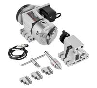 VEVOR Testa Divisoria, Mandrino a 3 Griffe K11-100mm, Divisore 3 Griffe Fresatrice CNC Asse di Rotazione 4° Asse Testa Indicizzatrice, Altezza Centrale 65mm Contropunta MT2 Rapporto Trasmissione 6:1