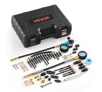 VEVOR Tester di Motore a Compressione, Kit Manometro di Compressione Intervallo 0-48,3 Bar con Manometro di Tenuta 0-6,9 Bar per Controllo di Pressione Perdite Auto Moto con 4 Adattatori Custodia