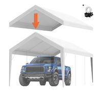 VEVOR Tettoia di ricambio per auto da 3 x 6 m, parte superiore del garage, resistente, impermeabile e resistente ai raggi UV, facile installazione con tenditori a sfera, bianco (solo copertura