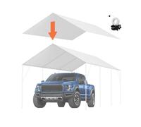 VEVOR Tettoia di ricambio per auto da 3 x 6 m, parte superiore del garage, resistente, impermeabile e resistente ai raggi UV, facile installazione con tenditori a sfera, bianco (solo copertura