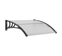 VEVOR Tettoia per Porta d'Ingresso 96.5 x 101.7 cm, Pensilina per Porta Esterna in Policarbonato Trasparente, Tettoia per Finestre UPF 50+ Copertura Tettoia per Porte Finestre Antipioggia Impermeabile