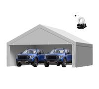 VEVOR Tettoia per Posto Auto Coperto, Telo Superiore per Tenda da Garage con Pareti Laterali e Cordini Elastici a Sfera 6,09 x 6,09 m, Resistente ai Raggi UV Impermeabile, Telaio non Incluso, Grigio