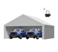 VEVOR Tettoia per Posto Auto Coperto, Telo Superiore per Tenda da Garage con Pareti Laterali e Cordini Elastici a Sfera 6,09 x 6,09 m, Resistente ai Raggi UV Impermeabile, Telaio non Incluso, Grigio