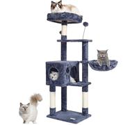 VEVOR Tiragraffi per Gatti da Interno 115 cm Torre con Cuccia, Amaca, Trespolo Superiore, Piattaforme per Salti, Palla Appesa, Centro Attività per Mobili, Grigio Scuro