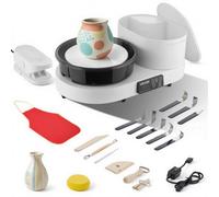 VEVOR Tornio Ceramica da Banco Elettrico Bianco 450W con Pedale, Piatto Girevole in Alluminio da 28cm, Velocità Regolabile da 30 a 300 giri/min, per Artigianato Fai Da Te Lavorazione Creta Argilla