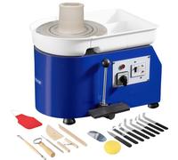 VEVOR Tornio da Vasaio 350W per Lavori Creativi, Ruota per Argilla da 28 cm, Velocità Regolabile da 60 a 300 giri/min, Bacinella Rimovibile in ABS, Kit Accessori, per Modellazione Artigianale Creta