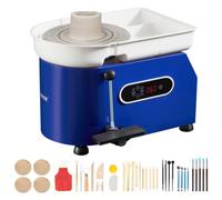 VEVOR Tornio da Vasaio 450W per Lavori Creativi, Ruota Argilla da 28 cm, Regolabile da 60 a 300 giri/min, con Maniglia e Pedale, Bacinella Rimovibile in ABS, Kit Accessori, per Adulti e Principianti
