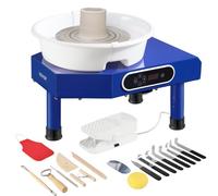 VEVOR Tornio da Vasaio Formatura Ceramica 25 cm, Macchina Rotante Regolabile da 60 a 300 giri/min con Pedale, Vaschetta in ABS Rimovibile, Pannello LCD Manuale, Strumenti e Grembiule, per Lavori Creta
