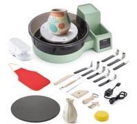 VEVOR Tornio Girevole da 36 e 28 cm Verde Vasca Rimovibile, Giradischi per Ceramica da Tavolo da 450 W con Pedale, Velocità Regolabile da 30 a 300 giri/min, per Principianti Artigianato Fai Da Te