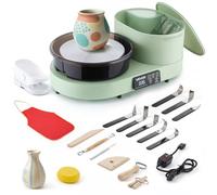 VEVOR Tornio per Argilla in Alluminio Piatto da 28cm Colore Verde, Tornio da Banco Elettrico da 450W con Pedale, velocità Regolabile da 30 a 300 Giri/min, per Creta Principianti Artigianato Fai da Te