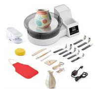 VEVOR Tornio Elettrico Bianco per Lavorazione Argilla 450 W con Pedale, Piatto Girevole in Alluminio da 28cm, Velocità Regolabile da 30 a 300 giri/min, Vasca Rimovibile, per Principianti Ceramisti