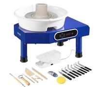 VEVOR Tornio per Ceramica Argilla con Pedale 350 W Diametro 25 cm Velocità 60-300 giri/min, Macchina Ruota di Ceramica Fai-da-te Hobbista Controllo con Schermo LCD 350W Livello di Rumore entro 60 dB