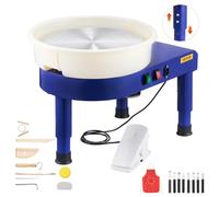 VEVOR Tornio per Ceramica da 35 cm Macchina per Formatura di Ceramiche, velocità Regolabile da 60 a 300 Giri/min Pedale, Gamba di Sollevamento Regolabile, Vasca Rimovibile, per Lavori Artistici, Blu