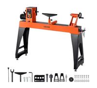 VEVOR Tornio per Legno, 1,5 CV, Tornio da Banco per Legno con Velocità Variabile da 0 a 3200 giri/min, Banco da Lavoro da 406 x 1020 mm, Motore DC Senza Spazzole, Costruzione in Ghisa