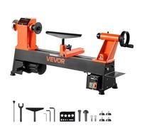 VEVOR Tornio per Legno, 1 CV, Tornio da Banco per Legno con Velocità Variabile da 0 a 3800 giri/min, Banco da Lavoro da 304 x 465 mm, Motore DC Senza Spazzole, Costruzione in Ghisa