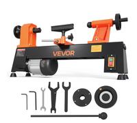 VEVOR Tornio per Legno da Banco 375 W 254 x 465 mm 5 Velocità Regolabili Per Principianti, Appassionati Fai da Te, Lavorazione del Legno e Tornitura, 650/1100/1600/2200/3200 giri/min, Portautensile