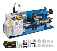 VEVOR Tornio per Metallo Mini Tornio da Banco di Precisione 7 x 14 Pollici Tornio a Velocità Variabile con Lampada