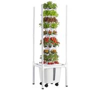 VEVOR Torre Idroponica a 9 Livelli con 45 Capsule, Lampada LED per Crescita, Controllo App e Ruote, Giardino Verticale per Coltivazione Idroponica da Interno con Serbatoio e Pompa, per Aromi Frutti