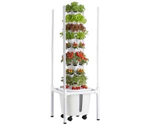 VEVOR Torre Idroponica a 9 Livelli con 45 Capsule, Lampada LED per Crescita, Controllo App e Ruote, Giardino Verticale per Coltivazione Idroponica da Interno con Serbatoio e Pompa, per Aromi Frutti
