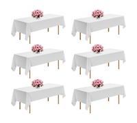 VEVOR Tovaglia per Tavolo Rettangolare, Tovaglia Lavabile in Lavatrice, Copritavolo in Tessuto di Poliestere Resistente alle Pieghe per Matrimonio, Festa, Banchetto, Bianco 6 Pezzi 1524 x 2591 mm