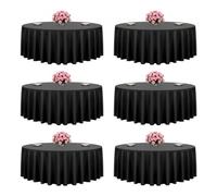 VEVOR Tovaglia per Tavolo Rotondo, Tovaglia Lavabile Resistente alla Macchia e alla Piega, Copritavola Diametro 3048 mm, Copritavolo in Tessuto di Poliestere per Matrimonio, Festa, 6 Pezzi Nero