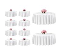 VEVOR Tovaglia per Tavolo Rotondo, Tovaglia Lavabile Resistente alle Macchie e alle Pieghe, Copritavola Diametro 3048 mm, Copritavolo in Tessuto di Poliestere per Matrimonio, Festa, 10 Pezzi Bianco