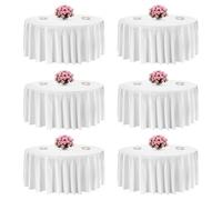 VEVOR Tovaglia per Tavolo Rotondo, Tovaglia Lavabile Resistente alle Macchie e alle Pieghe, Copritavola Diametro 3352 mm, Copritavolo in Tessuto di Poliestere per Matrimonio, Festa, 6 Pezzi Bianco