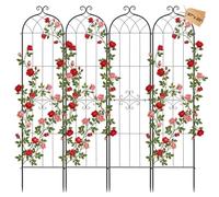 VEVOR Tralicci da Giardinaggio 220x52,5 cm 4 pz, Supporti Decorativi per Giardini e Aiuole con Finitura a Polvere Design Collegabile, Griglie Metalliche di Sostegno per Pomodori Rose Piante Rampicanti