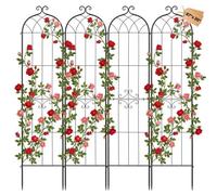 VEVOR Tralicci da Giardinaggio 220x52,5 cm 4 pz, Supporti Decorativi per Giardini e Aiuole con Finitura a Polvere Design Collegabile, Griglie Metalliche di Sostegno per Pomodori Rose Piante Rampicanti