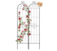 VEVOR Tralicci da Giardinaggio 220x52,5 cm, Set 2 pz Grigliati in Metallo da Giardino per Fiori e Rose con Rivestimento a Polvere e Design Collegabili, Sostegno Decorativo per Viti e Rose Rampicanti