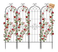 VEVOR Traliccio da Giardinaggio 152x40,5 cm, Set da 4 Grigliati a Incastro per Fiori e Rose con Finitura Verniciata a Polvere e Design Decorativo, Graticci di Sostegno per Rampicanti, Ortaggi, Rose