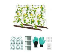 VEVOR Traliccio per Cetrioli per Piante Rampicanti 90 x 140 cm Set di Tralicci per Cetrioli Pieghevoli con Clip per Piante, Traliccio da Giardino in Metallo per Aiuole Rialzate, per Pomodori, Verdure