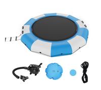 VEVOR Trampolino Acquatico Gonfiabile, Trampolino Acquatico 415x60 cm, Piattaforma da Bagno Portatile Rete Elastica Galleggiante per Bambini, Piscina, Blu Bianco