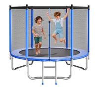VEVOR Trampolino da Esterno 244 x 244 cm con Rete di Sicurezza e Telaio in Acciaio, Omologato ASTM, per Carichi Pesanti, Capacità Massima di 120 kg, Trampolino da Giardino per Bambini