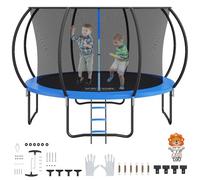 VEVOR Trampolino Elastico per Bambini da 3,7 m per Esterni e Interni, Portata Massima 180 kg, con Rete di Sicurezza a 360°, Copertura in Schiuma, Trampolino per Parco Divertimenti in Cortile Giardino