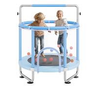 VEVOR Trampolino per Bambini 1470 x 1540 mm, Trampolino per Interni Esterni, Mini Trampolino Ricreativo per Bambini con Rete Sicurezza e Canestro Basket Giocattoli Bambini Trampolino per Bambini Blu