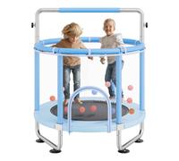 VEVOR Trampolino per Bambini 1470 x 1540 mm, Trampolino per Interni Esterni, Mini Trampolino Ricreativo per Bambini con Rete Sicurezza e Canestro Basket Giocattoli Bambini Trampolino per Bambini Blu