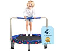 VEVOR Trampolino per Bambini, Trampolino per Interni ed Esterni 955x750 mm, Mini Trampolino Pieghevole con Maniglia, Trampolino Rebounder per Bambini, per Bambini Divertimento, Trampolino Blu