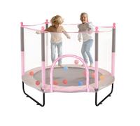 VEVOR Trampolino per Bambini 1545x1210 mm, Trampolino per Interni Esterni, Mini Trampolino Ricreativo per Bambini con Rete Sicurezza e Canestro Basket Giocattoli Bambini Trampolino per Bambini Rosa