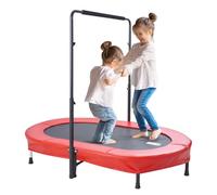 VEVOR Trampolino per bambini, per interni ed esterni, mini trampolino pieghevole con manico, trampolino di rimbalzo per bambini di 3 anni in avanti per divertimento, colore rosso, 1435 x 970 x