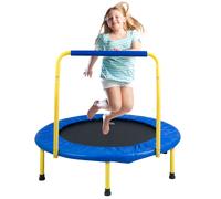 VEVOR Trampolino Pieghevole Rotondo Diametro 92cm per Bambini Trampolino Salvaspazio Pieghevole con Maniglia di Protezione Uso Interno Esterno da Giardino Cortile Casa per Bambini, Trampolino Bambini