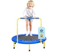 VEVOR Trampolino Pieghevole Rotondo Diametro 92cm per Bambini Trampolino Salvaspazio Pieghevole con Maniglia di Protezione Uso Interno Esterno da Giardino Cortile Casa per Bambini, Trampolino Bambini