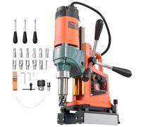 VEVOR Trapano a Colonna Magnetico Elettrico 1400 W, Diametro di Foratura 50 mm, Velocità 0-850 giri/min, Direzione Reversibile, Trapano a Colonna Magnetico con 11 Punte a Corona