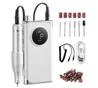 VEVOR Trapano Unghie Elettrico Ricaricabile 157 x 76 x 42 mm Lima per Unghie Portatile Senza Fili 40000 Giri/min con Schermo LCD, 6 Punte, 50 Bande Abrasive per Manicure Pedicure Smalto per Intagliare