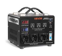 VEVOR Trasformatore da 220 V a 110 V e da 110 V a 220 V, Trasformatore di Tensione Step-up Step-down Automatico, 3000 VA, con 3 Prese USA, 3 Prese UE, Display LCD, Cavo di Alimentazione