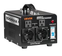 VEVOR Trasformatore di Tensione Elevatore Riduttore da 220 V a 110 V e da 110 V a 220 V, 1000 VA, con Spine USA e UE, Cavo di Alimentazione, Protezione Interruttore 10A