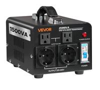 VEVOR Trasformatore di Tensione Elevatore Riduttore da 220 V a 110 V e da 110 V a 220 V, 1500 VA, con Spine USA e UE, Cavo di Alimentazione, Protezione Interruttore 15A